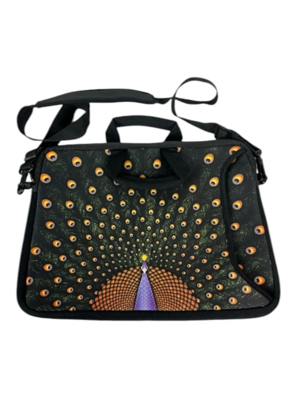 Peacock Laptop Bag with Handles and Shoulder Straps